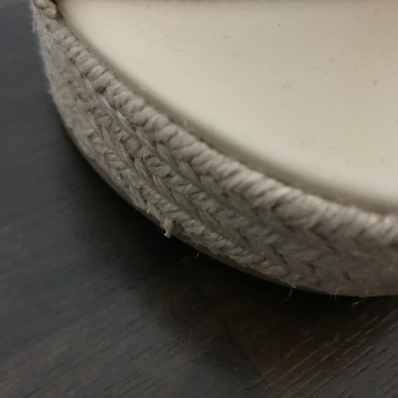 Old Navy Espadrille Platform Sandals Heeled Natural Floral Cream Beige - Picture 9 of 16